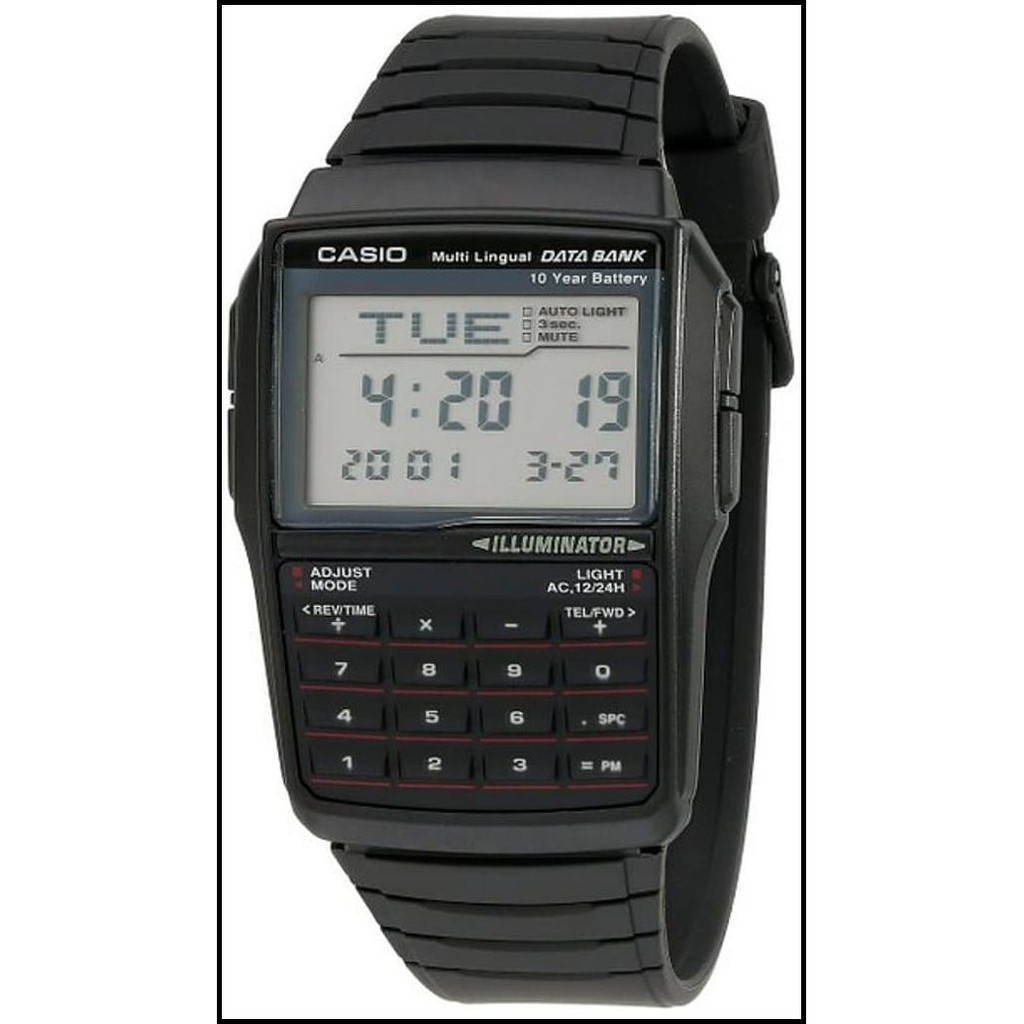 Jam Tangan Casio Dbc32-1 Kalkulator Hitam Strap Karet Digital Terlaris