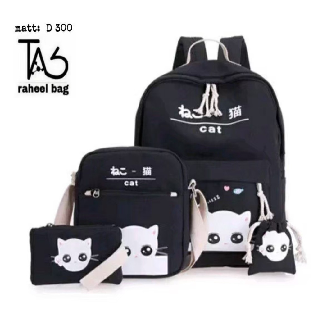 BDKR_TAS - Tas ransel 4in1 motif kepala kucing / fashion backpack / kucing ngintip Tas Ransel wanita karakter kucing Ngintip cute Terbaru Fashion Women Backpack