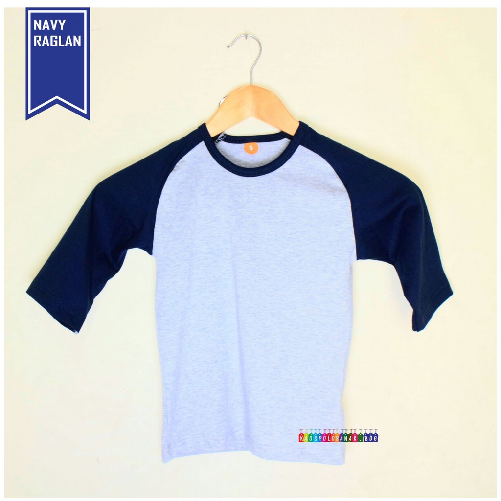 Kaos Polos Anak Warna Navy Raglan Combet 30's