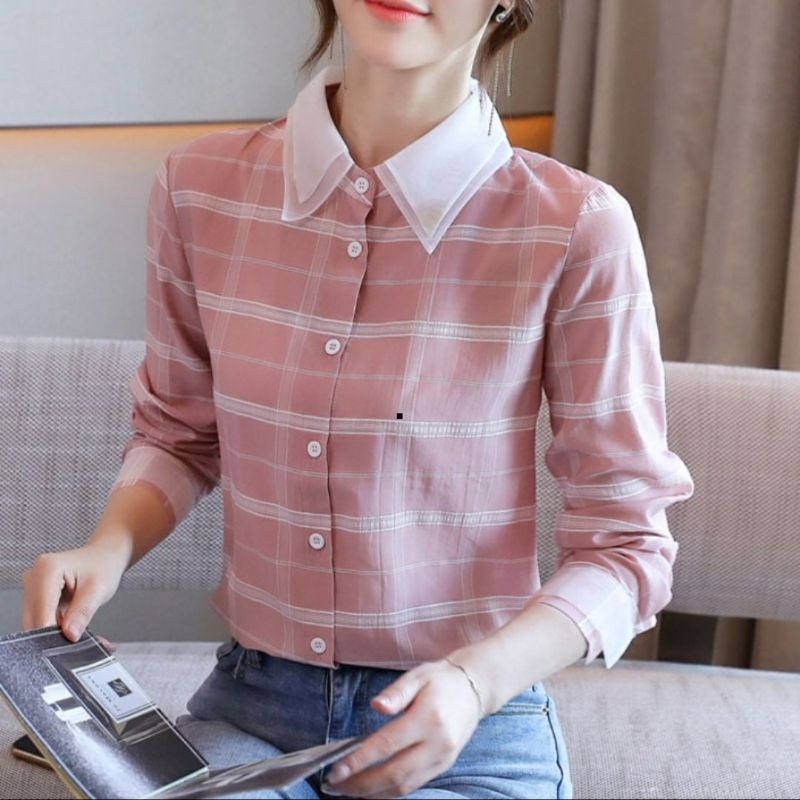 MDLV ~ 8351# Corlisse Plaid Shirt Kemeja Korea Motif Kotak Fashion import