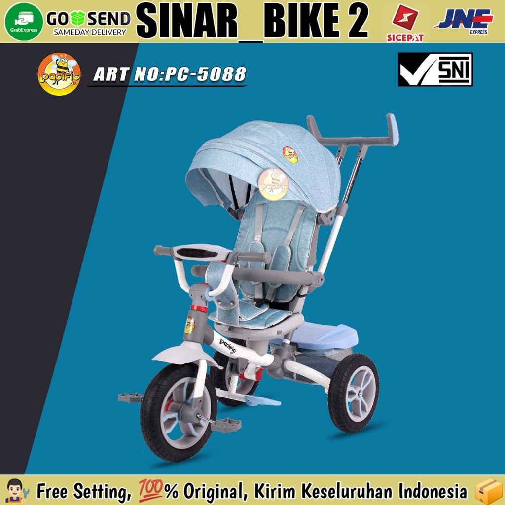 Sepeda Roda 3 Tiga PACIFIC PC 5088 Kursi Putar Tricycle Stroller Anak Bisa Rebahan