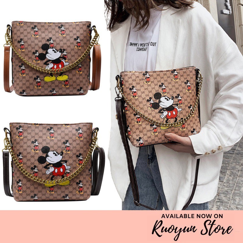 RYX - Monogram Mickey Tas Selempang Gold Chain Casual - Ori Import