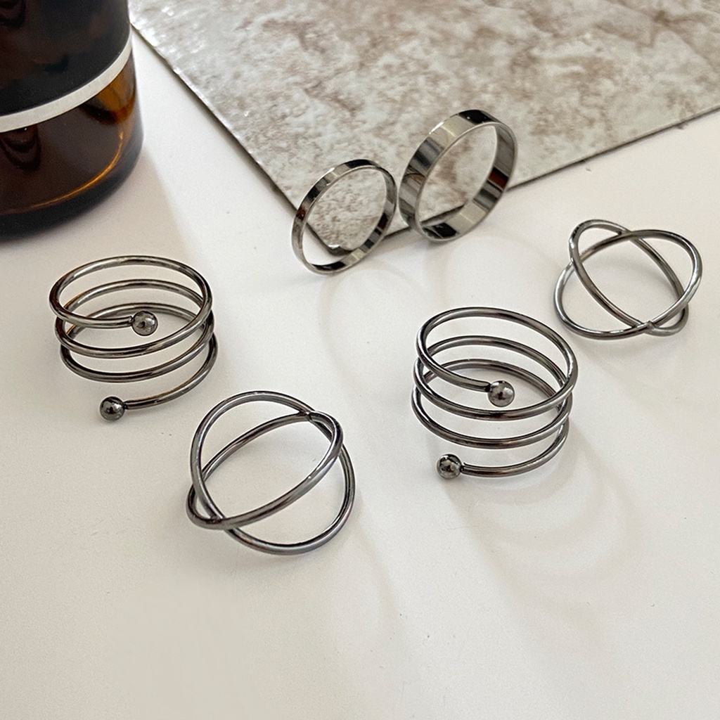 Hu Hu Hu Hu Hu Alat Bantu Pasang Kacamata♡ 1 Set Cincin Knuckle Bentuk Geometri Gaya Punk Tahan Lama Untuk Unisex