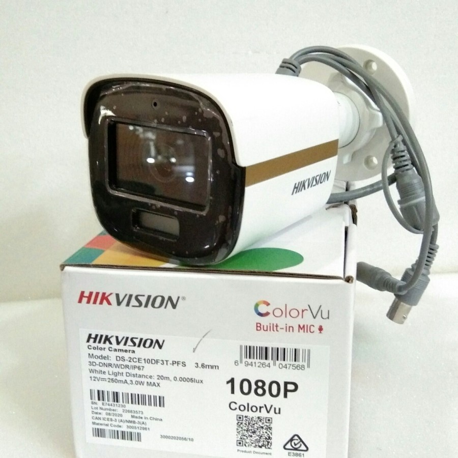 Kamera Cctv Hikvision Outdoor DS-2CE10DF3T- PFS 2mp ColorVu Built in Audio