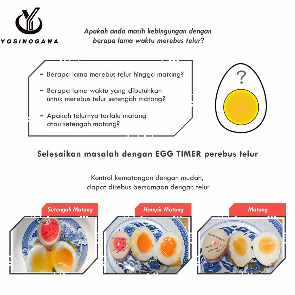 EGG TIMER Perfect Boiled Indicator/ Pengukur Suhu Telur Rebus Kitchen Unik&amp;Lucu-YOSINOGAWA