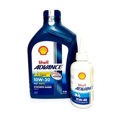 OLI MOTOR SHELL AX7 MATIC 0.8 L 10W-30 DAN OLI GARDAN SHELL (BUNDLING)