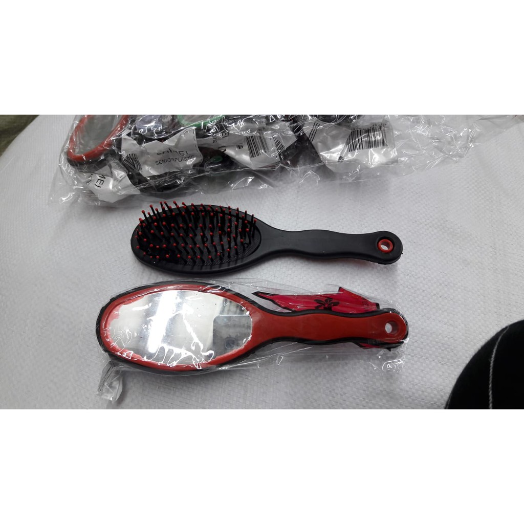 Satuan Sisir Penata Rambut Kusut Cermin Make Up Sisir  + Cermin Tokopelanginicer