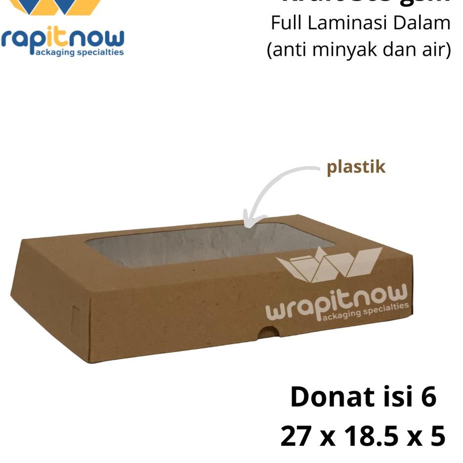 

(isi 50 pcs) Dus Donat isi 6 Kraft Laminasi 27x18.5x5// dus roti/ dus cookies/ box kraft ↔ 84