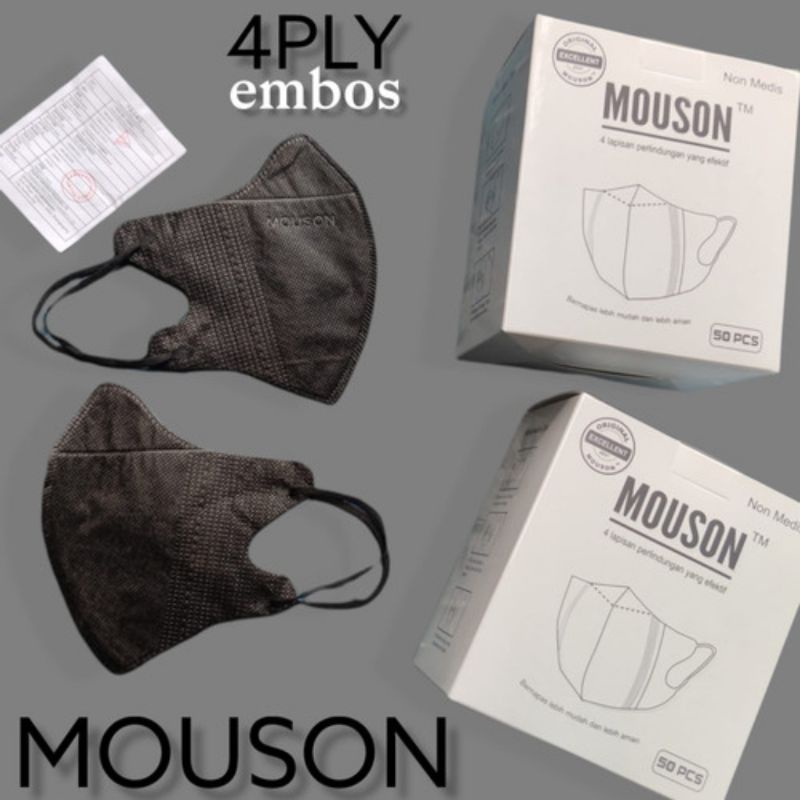 Masker Kf94 isi 50pcs 4ply High Quality Bahan Nyaman dan Lembut Semarang-DB MOUSON HITAM 4PLY
