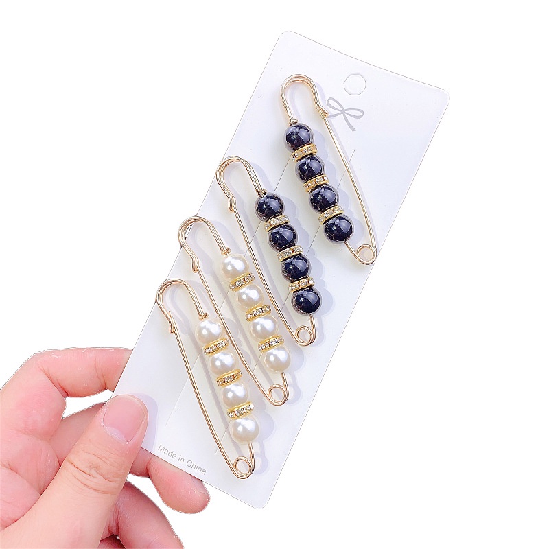 1 Set Waistband Pin Accessories Pearls Crystal Brooch Pins Waist Tighting Clap Anti Exposed Safty Pins Anti-fade Exquisite Elegant Brooches