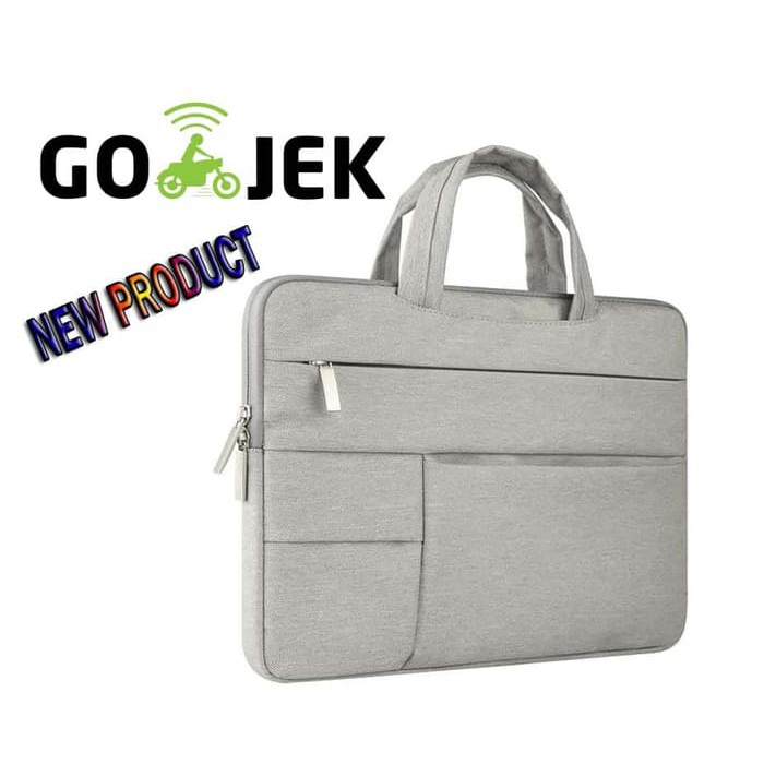 Tas Laptop Softcase Sleece Case Nylon Pocket Handstrap 14 15 inch Abu muda
