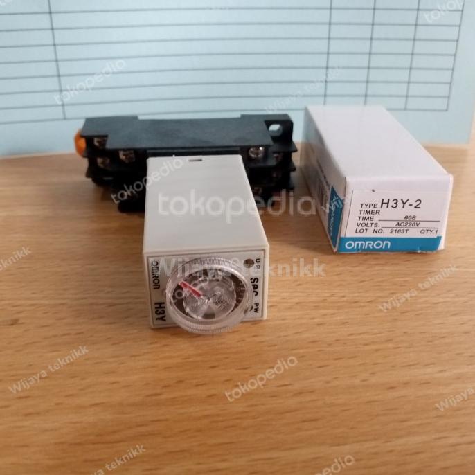 Timer omron H3y-2 Delay time 60s timer 60 detik 220vac timer h3y-2