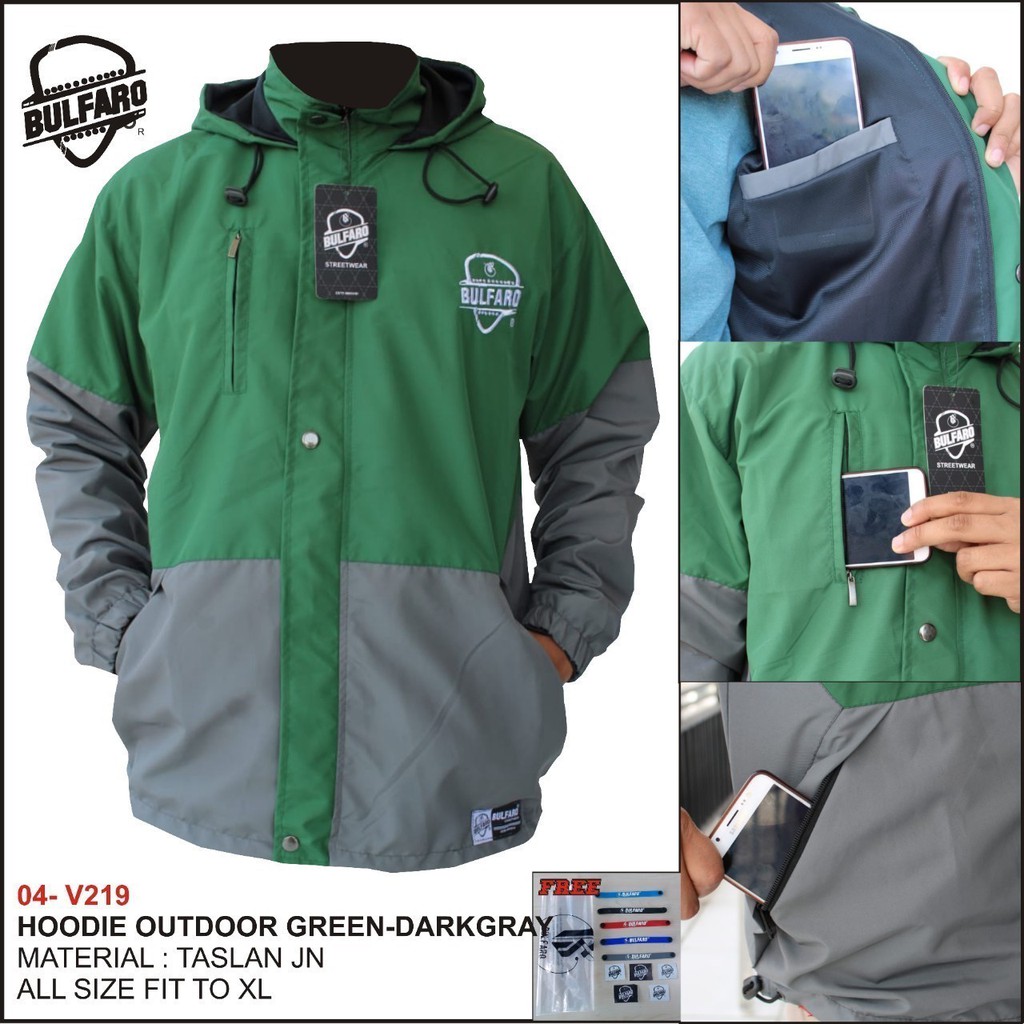 Jaket Hoodie Outdoor Waterproof Pria &amp; Wanita/Jaket Gunung Kombinasi Original Bulfaro/Jaket Motor