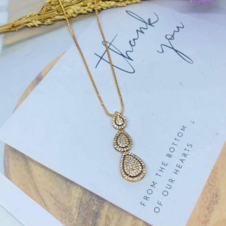 kalung set liontin panjang mewah full mata