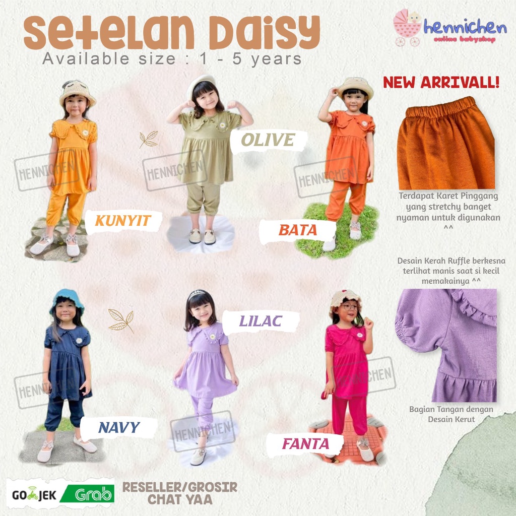 PROMO 7.7 Setelan Anak Daisy Original Smilee Premium 1 - 5 Tahun / Oneset Kids Good Quality Termurah Setelan Fashion Anak Sehari hari cotton combed 30s Adem Lucuna Set