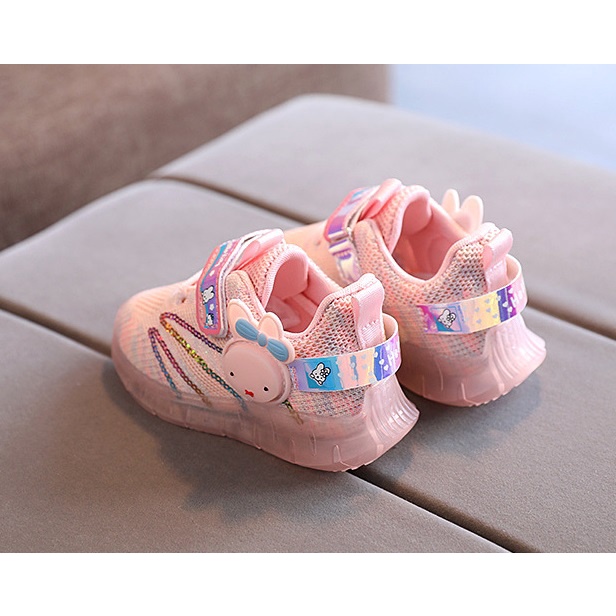 Qeede_Store Sepatu KANINA  Sneakers Anak Perempuan Import Lampu LED Size 21-30