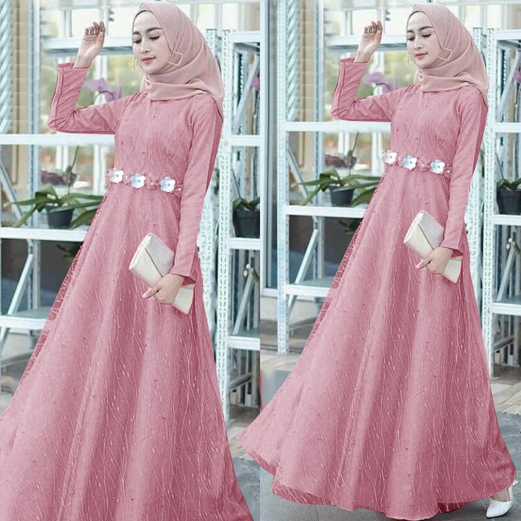 (SIZE M, L, XL, XXL) GAMIS BRUKAT MAXI ALOSIA BRUKAT TULANG PREMIUM