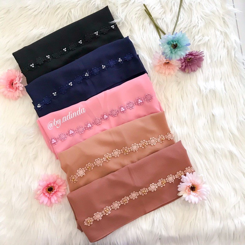 Pashmina Shanum Payet Bunga Mutiara Pasmina Tali Diamond Hijab Jilbab Instant