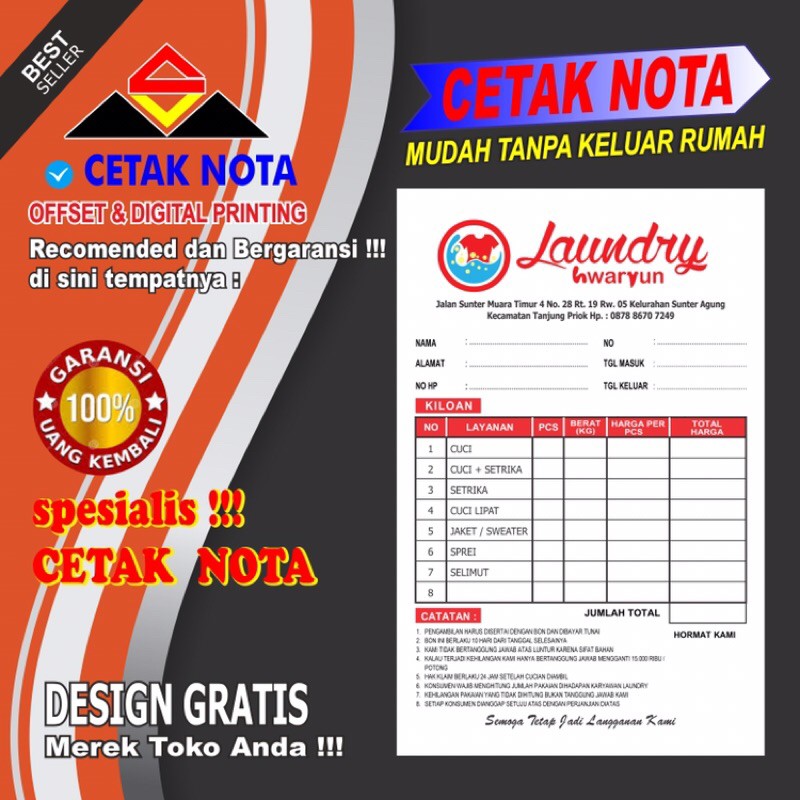 

Cetak Nota 3 ply FOLIO 40 buku