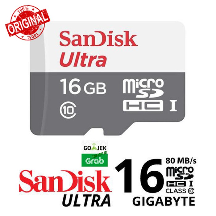 Memory Microsd Sandisk Ultra SDHC UHS-1 16GB Speed 80MB/s ORIGINAL