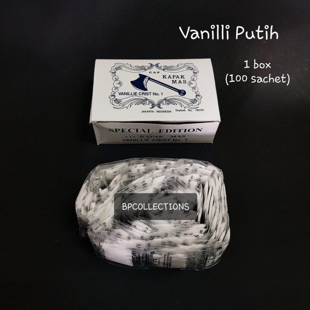 

1 DUS 4000 sachets VANILI BUBUK VANILLIE KAPAK MAS SACHET VANILLI POWDER PERISA PENYEDAP AROMA KUE VANELI PERISA PER BOX PENGHARUM MAKANAN GROSIR