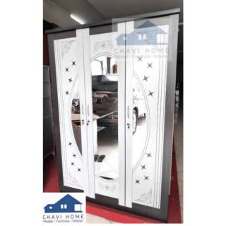 Lemari pakaian lemari baju serbaguna 3 pintu kaca oval abu Lemari pakaian lemari baju serbaguna 3 pintu kaca oval abu