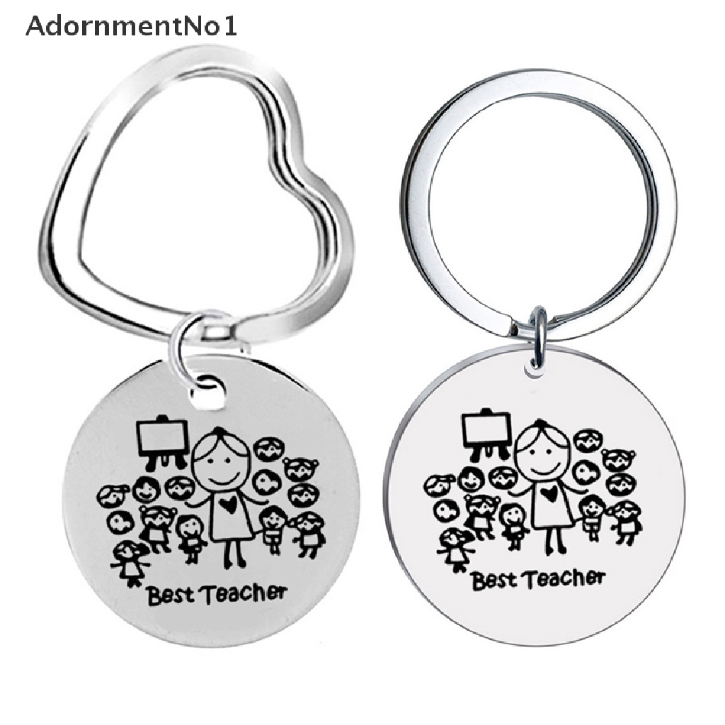 (AdornmentNo1) Gantungan Kunci Motif Potret Kartun Bahan Stainless Steel Untuk Hadiah Guru