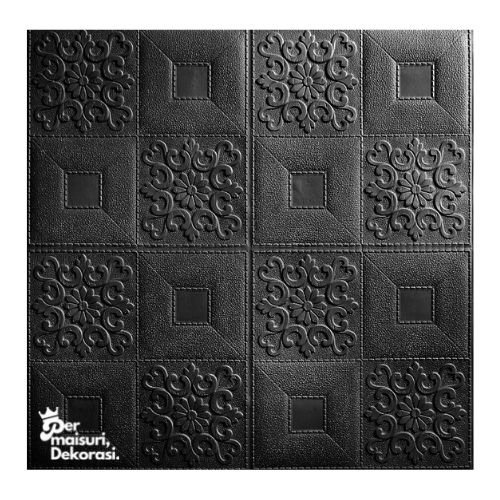 [COD] Wallpaper Dinding Stiker Wallfoam 3D Sticker Dekorasi Kamar Rumah Murah [Seri C] Batik-Hitam