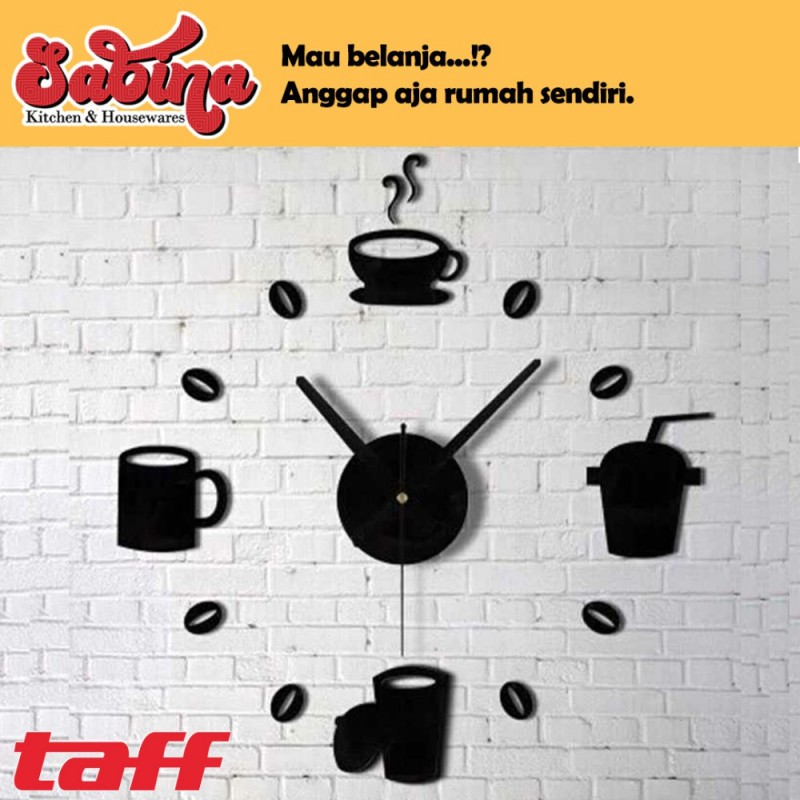 Taffware Jam Dinding DIY Giant Wall Clock Model Kopi Cafe