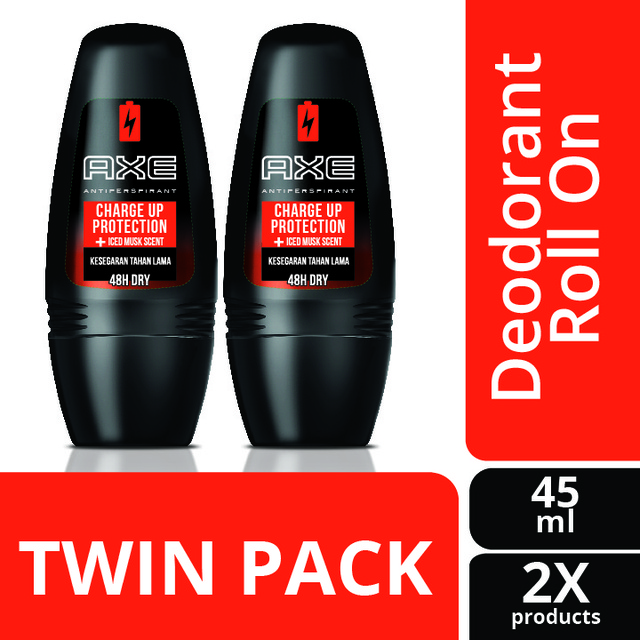 Axe  Deodorant Roll On Charge Up 2 x 50 mL