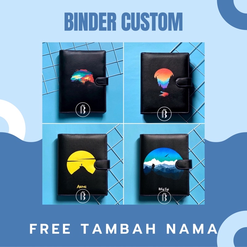 

Binder CUSTOM sunset Silhouette FREE Tambah nama 20ring A5 / 26ring B5 / 6ring A6 Planner Agenda