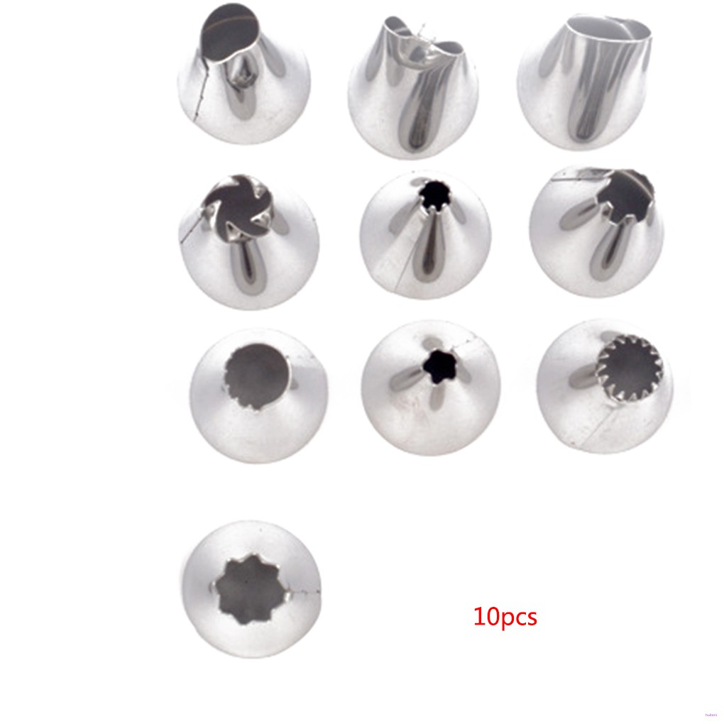 [ Random Type ] 10pcs Reusable Stainless Steel Icing Tip Pastry Tips Cake Decorating Supplies (Random Patterns)