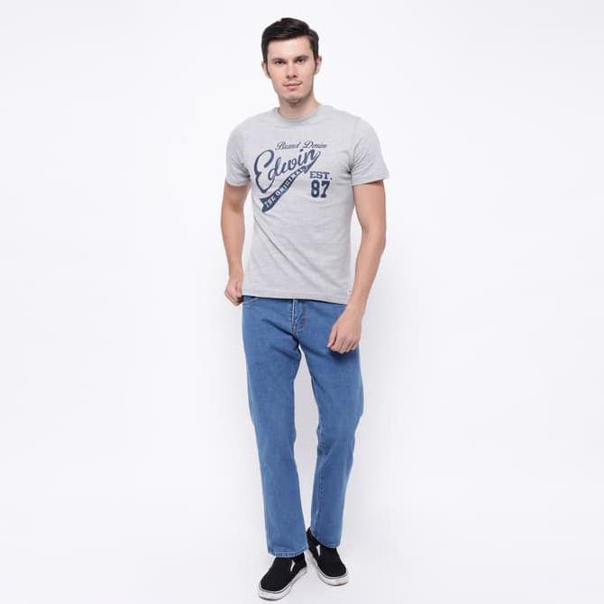 New Product Edwin Celana Jeans Vegas 02 Reguler Fit Pria Panjang Medium Blue Free Ongkir