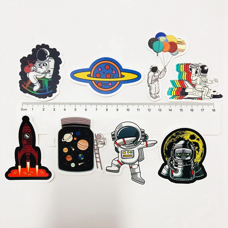 50Pcs/set Astronaut Space Station Lunar Rocket Waterproof DIY Stickers For Laptop Moto Skateboard Luggage Notebook Decor