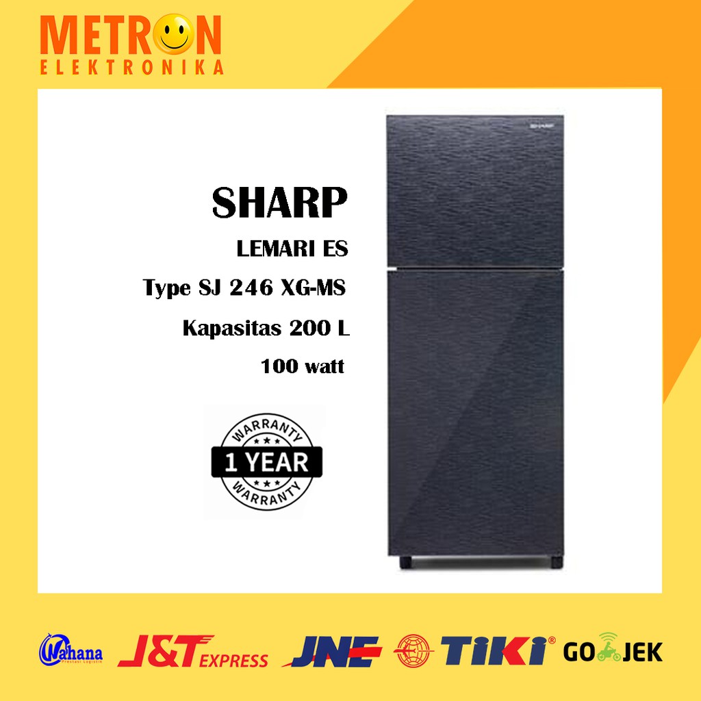 SHARP SJ 246 XG MS SILVER / KULKAS LEMARI ES 2 PINTU 200 LITER / SJ246XGMS