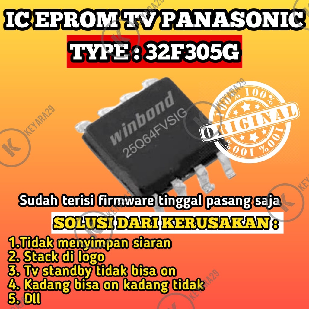 ic eprom tv led PANASONIC 32F305G siap pakai