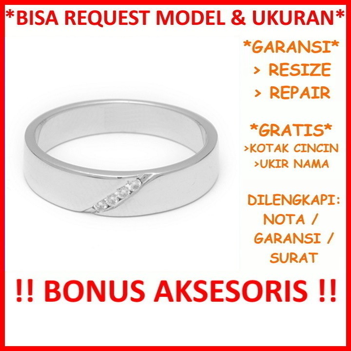 Gratis Tulis Ukir Nama Bisa Pesan Model Garansi Silver Asli Cincin Kawin Perak Nikah Tunangan Id432