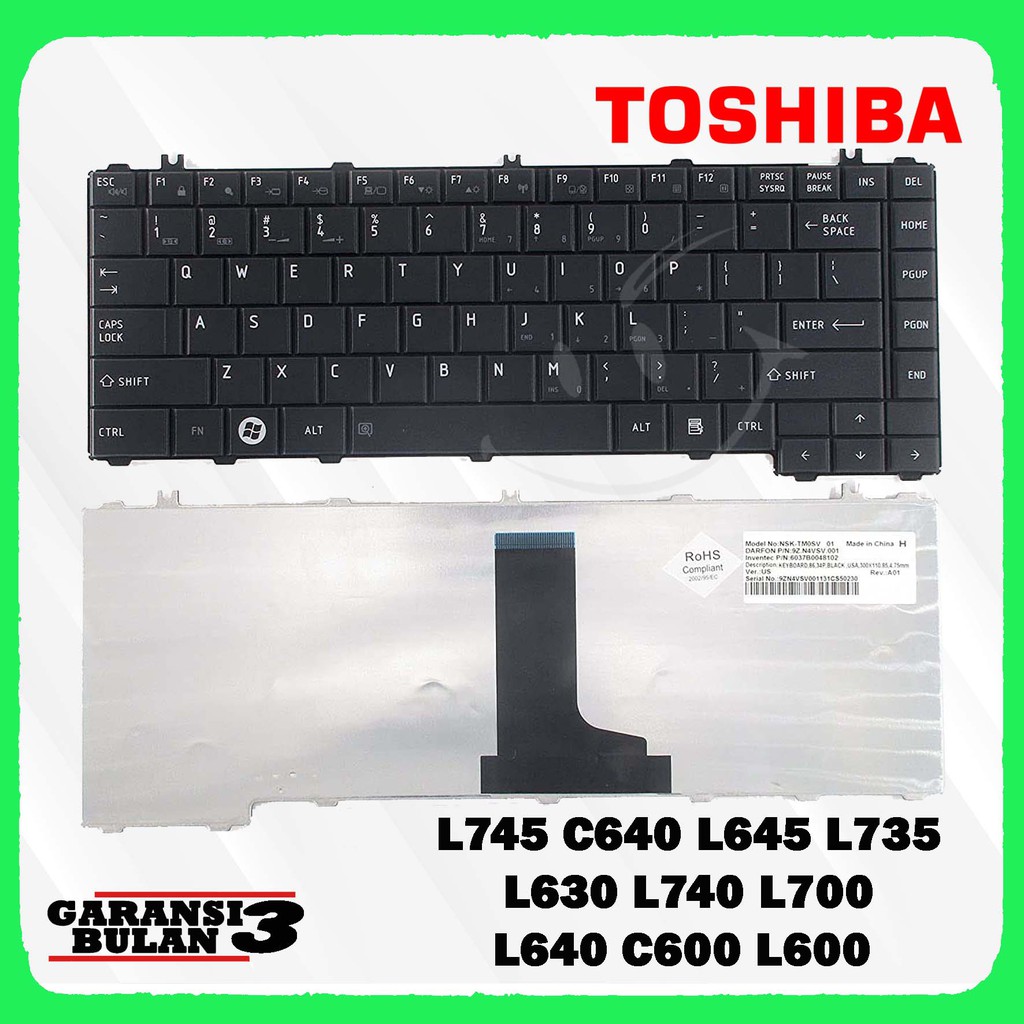 Keyboard Toshiba C640 L745 C600 L645 L740 L735 L640 L635