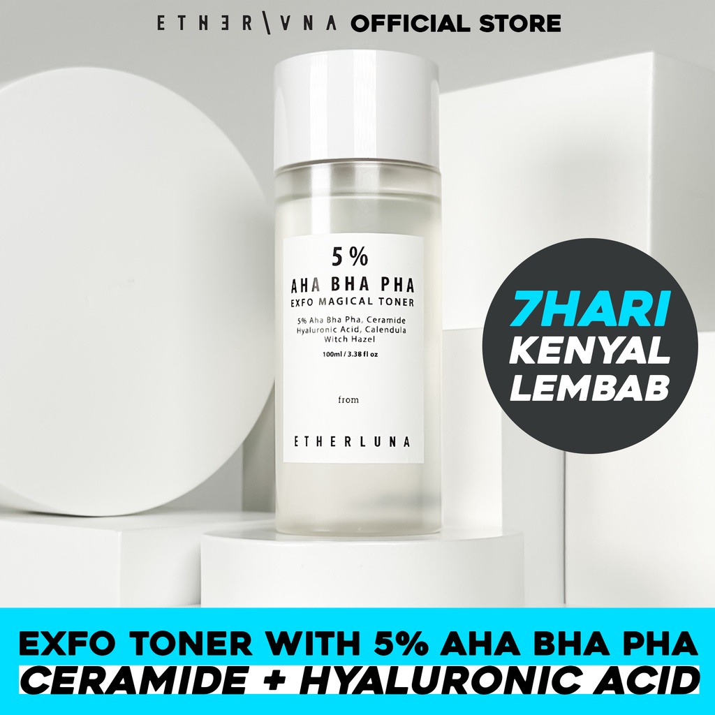 Etherluna 5% AHA BHA PHA Exfo Magical Toner, With Hyaluronic Acid, Ceramide & Calendula For All Skin