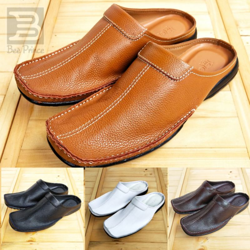 Bee Prince Selop Pria Kulit Sapi Asli Bustong Sepatu Sandal Laki laki Daltu Tutong Cowok Original Aw
