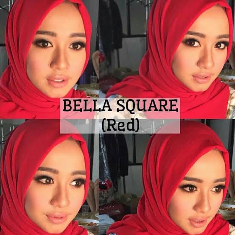 HARGA TERMURAH JILBAB BELLA SQUARE SEGI EMPAT / HIJAB BELLA SQUARE TERBARU WARNA TERLENGKAP-Merah cabe