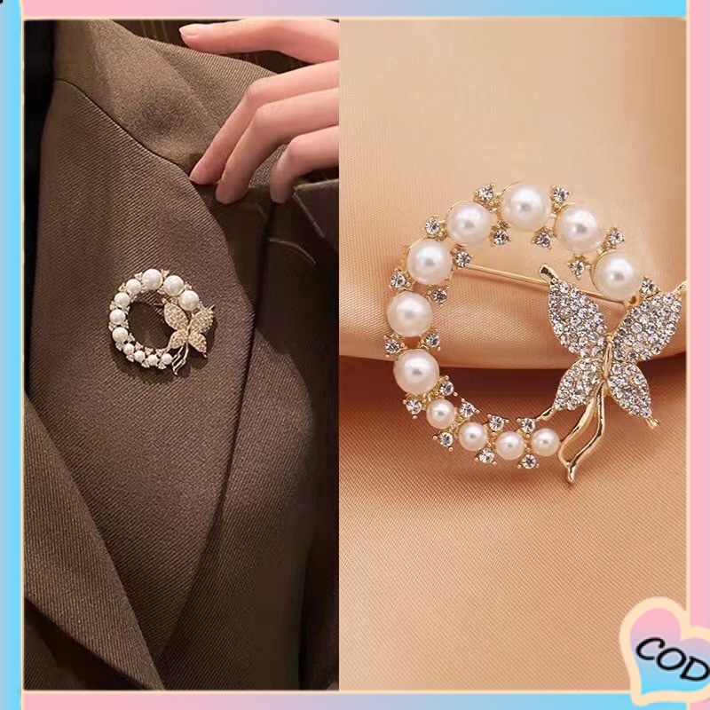 Brooch/Bros Kupu/bros cantik/bros lucu/bros jilbab/bros laris/bros murah/bros cewek/Bros Geometri/Bros wanita Jewelry Fashion Korean Butterfly Brooches Gold Color