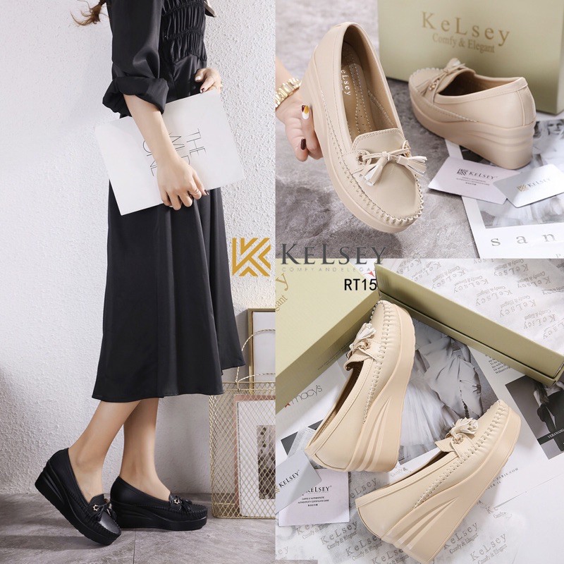 (Gratis Sandal Random) Kelsey Sepatu Kerja Wanita / Sepatu Wedges 6,5 Wanita RT15