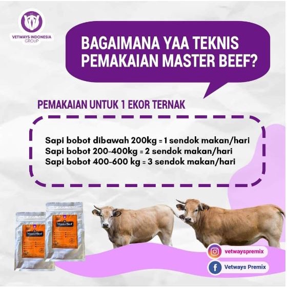 PREMIX SAPI MASTER BEEF 1 kg - Premix untuk penggemukan Sapi PREMIUM QUALITY