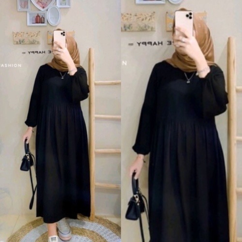 Long tunik jumbo import katun rayon twill motif polos