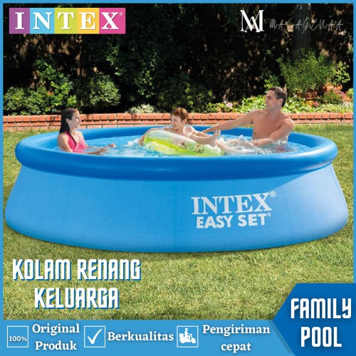 Swimming Pool Kolam Renang Berenang Karet Pompa Tiup Anak Anak Keluarga Jumbo Besar 3 Meter Intex
