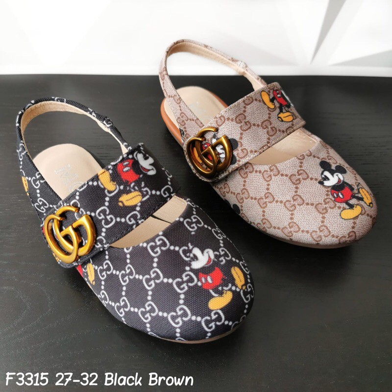 sepatu anak gucci mickey warna coklat