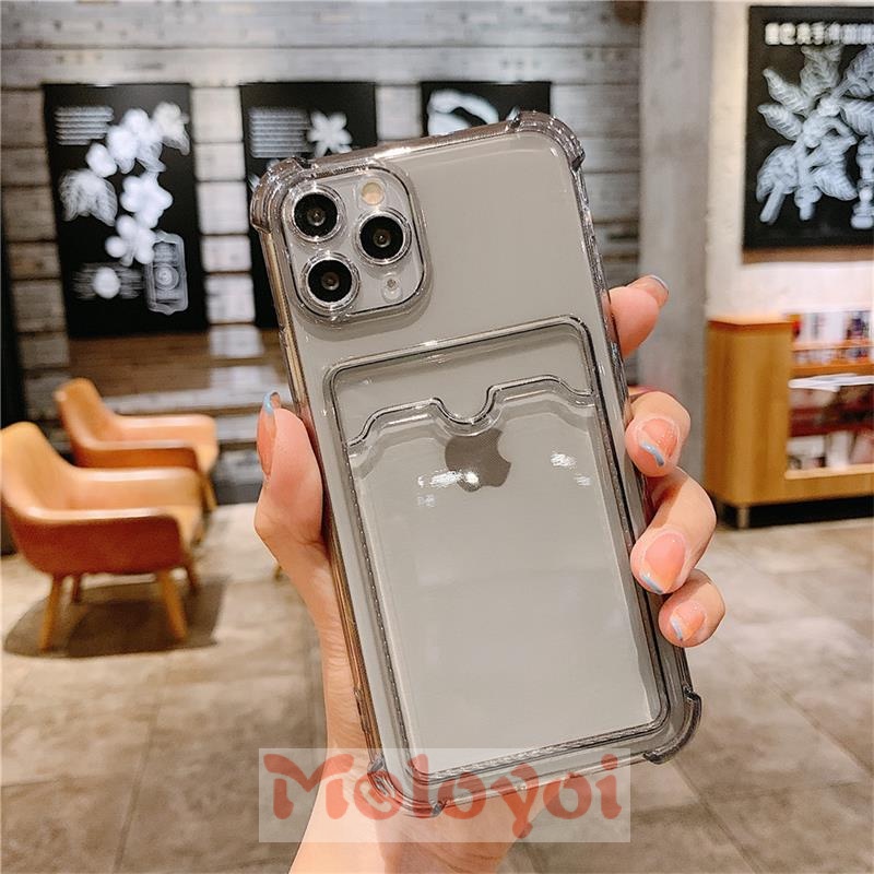 Case For Iphone X XR XS Max 11 12 Pro Max 6 7 8 Plus Softcase Tipis Card Wallet Card Holder Phone Case