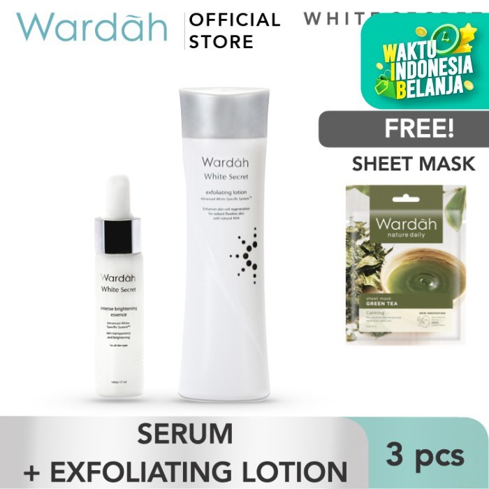 Wardah WS Serum + Exfoliating Lotion FREE Green Tea Sheet Mask