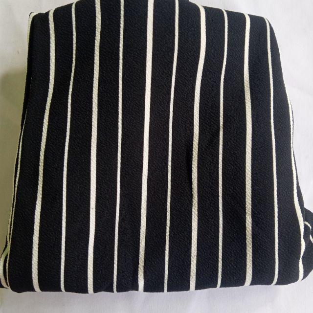 Celana Kulot Panjang motif salur ABG dewasa-Salur hitam